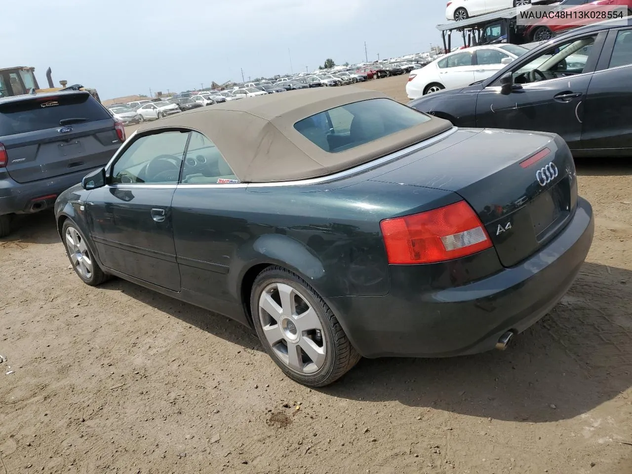 2003 Audi A4 1.8 Cabriolet VIN: WAUAC48H13K028554 Lot: 63649324