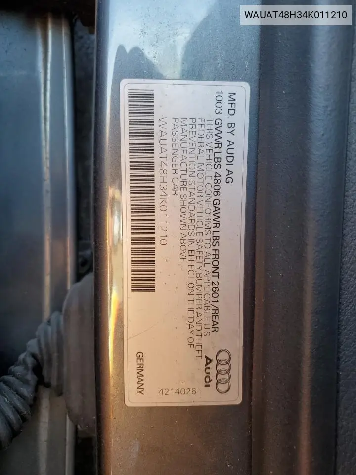 2004 Audi A4 3.0 Cabriolet VIN: WAUAT48H34K011210 Lot: 57436985