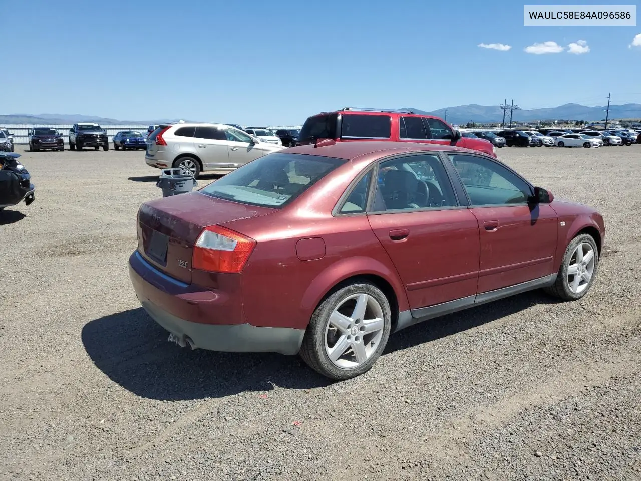 2004 Audi A4 1.8T Quattro VIN: WAULC58E84A096586 Lot: 62707425