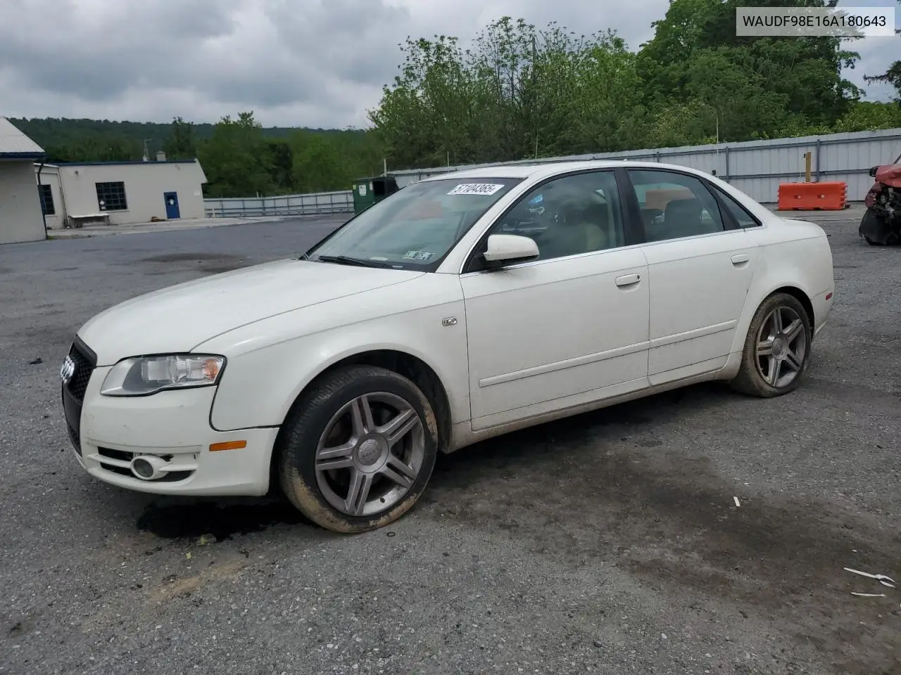 2006 Audi A4 2.0T Quattro VIN: WAUDF98E16A180643 Lot: 57104365