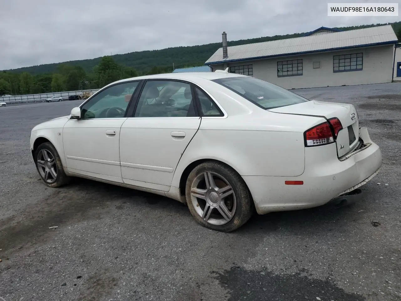 2006 Audi A4 2.0T Quattro VIN: WAUDF98E16A180643 Lot: 57104365