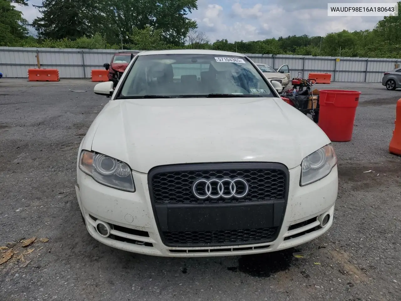 2006 Audi A4 2.0T Quattro VIN: WAUDF98E16A180643 Lot: 57104365