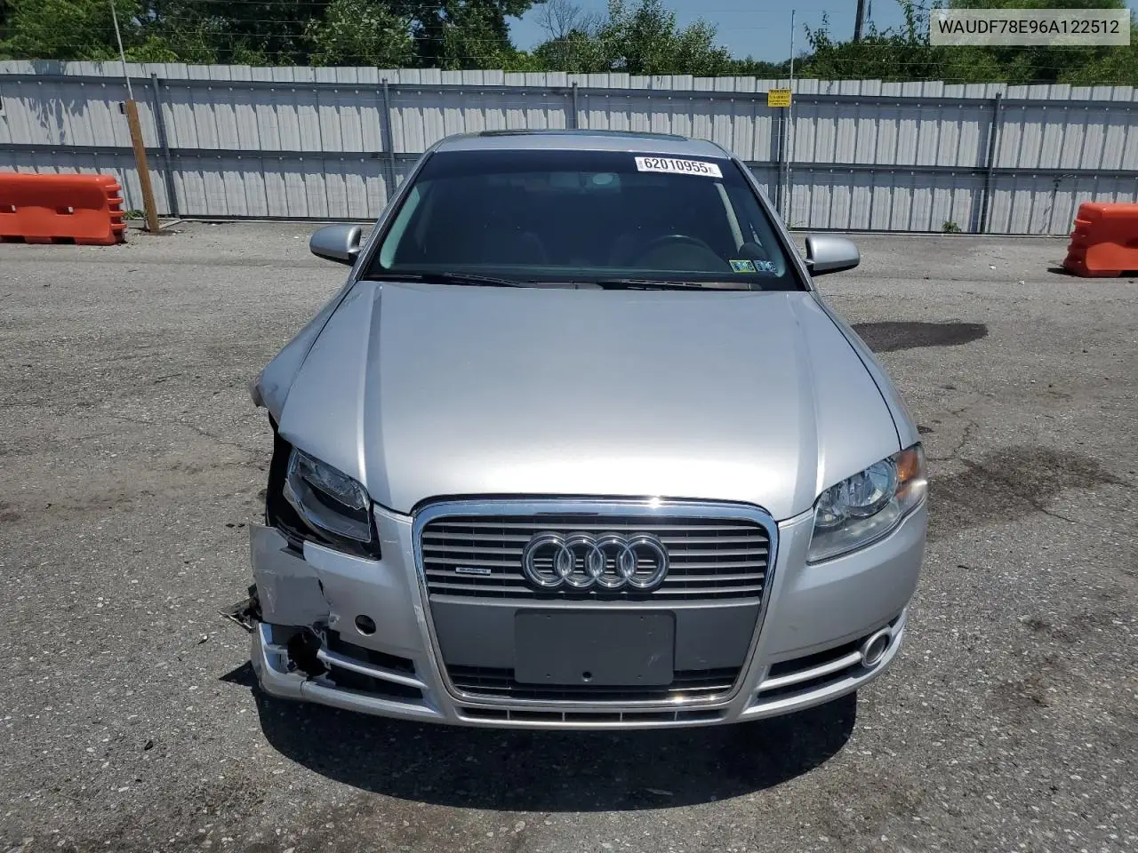 2006 Audi A4 2.0T Quattro VIN: WAUDF78E96A122512 Lot: 62010955