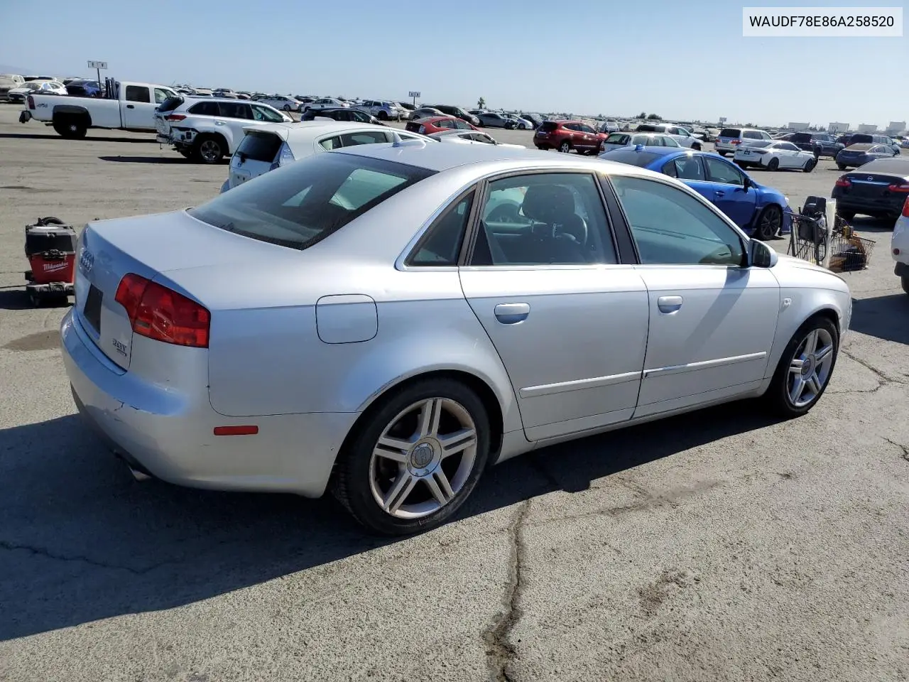 2006 Audi A4 2.0T Quattro VIN: WAUDF78E86A258520 Lot: 62918405