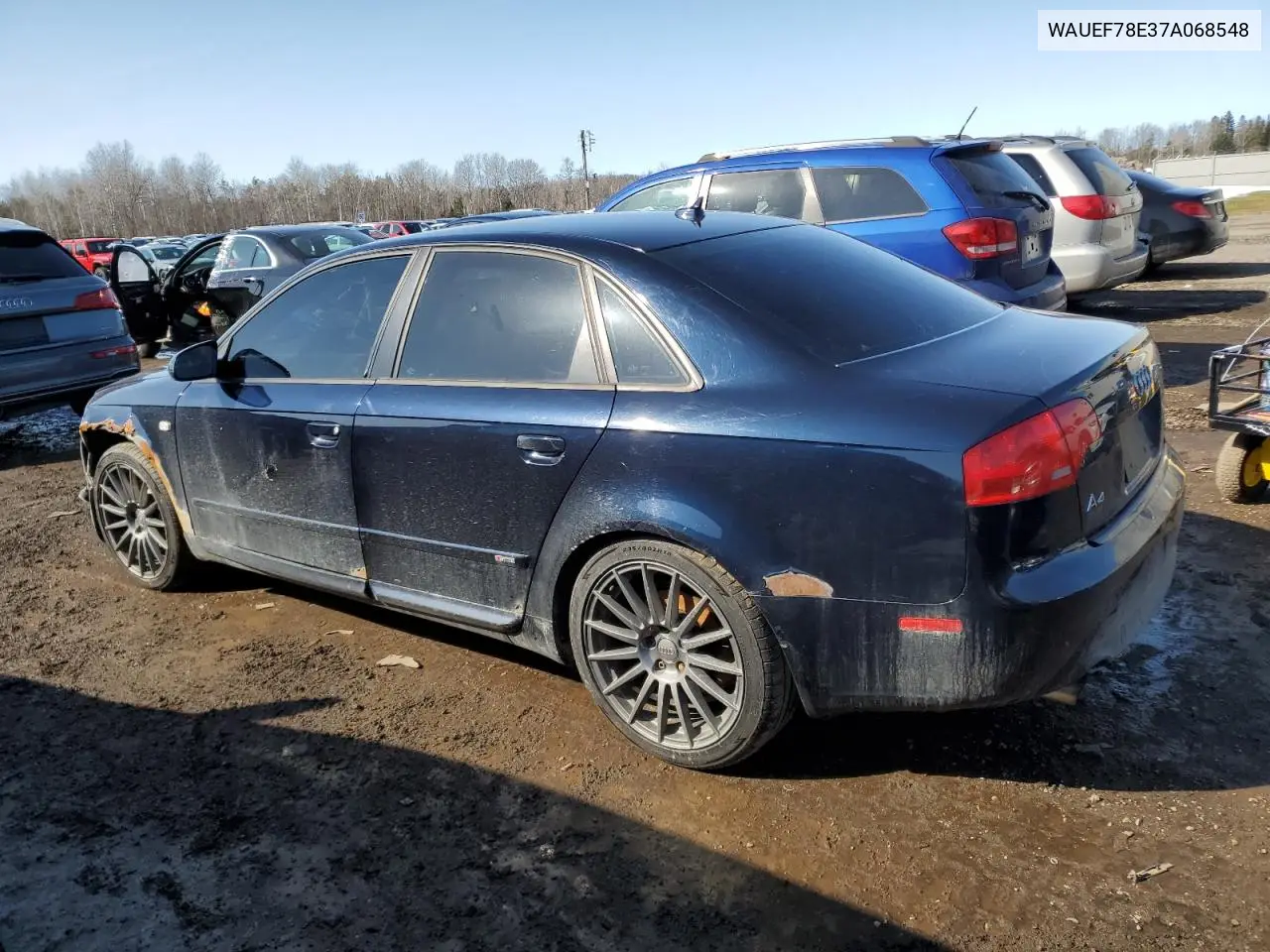 2007 Audi A4 S-Line 2.0T Quattro Turbo VIN: WAUEF78E37A068548 Lot: 48305395