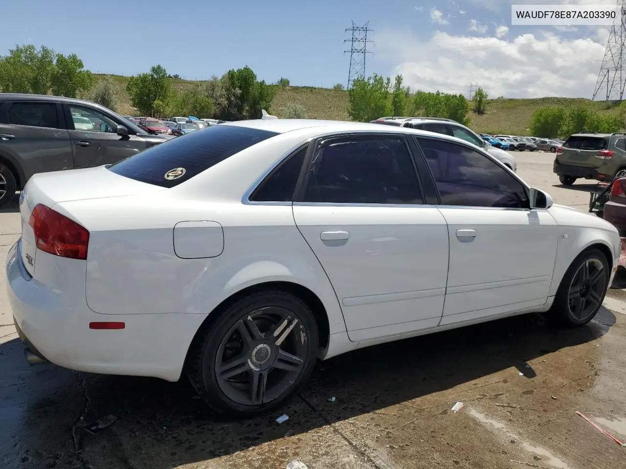2007 Audi A4 2.0T Quattro VIN: WAUDF78E87A203390 Lot: 56594595