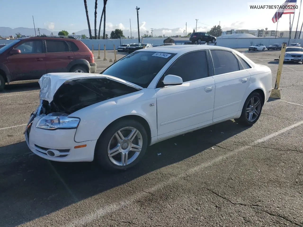 2007 Audi A4 2 VIN: WAUAF78E97A005260 Lot: 56787945