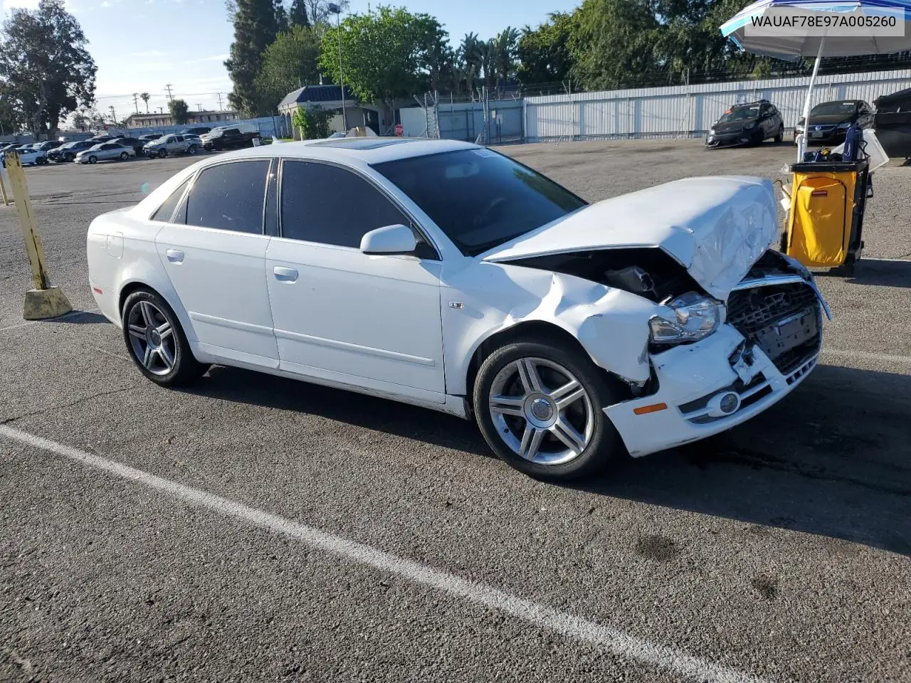 2007 Audi A4 2 VIN: WAUAF78E97A005260 Lot: 56787945