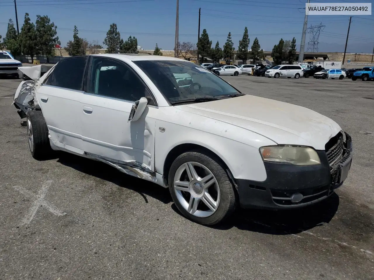 2007 Audi A4 2 VIN: WAUAF78E27A050492 Lot: 62671925