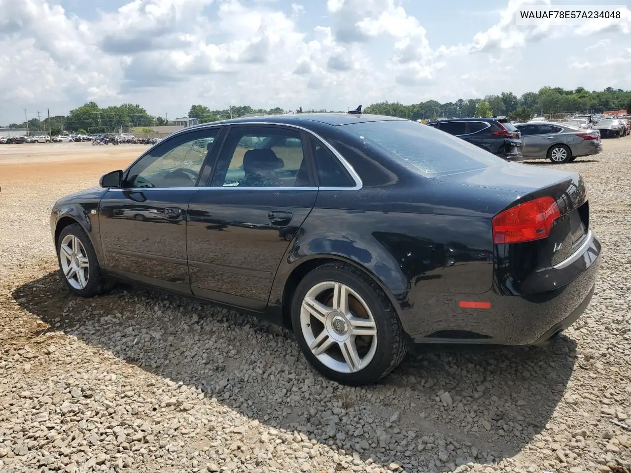 2007 Audi A4 2 VIN: WAUAF78E57A234048 Lot: 62899875