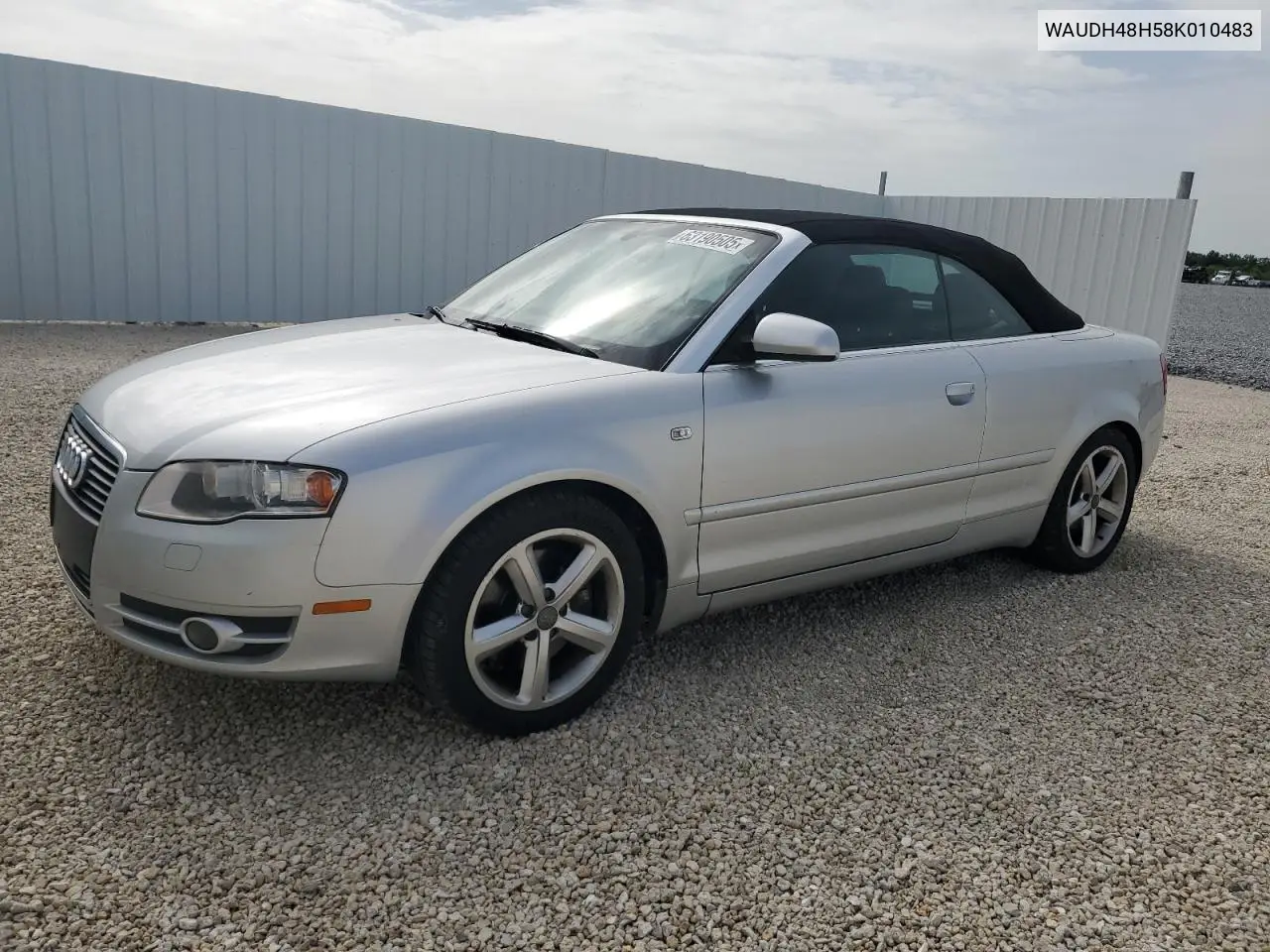 2008 Audi A4 3.2 Cabriolet Quattro VIN: WAUDH48H58K010483 Lot: 63190505