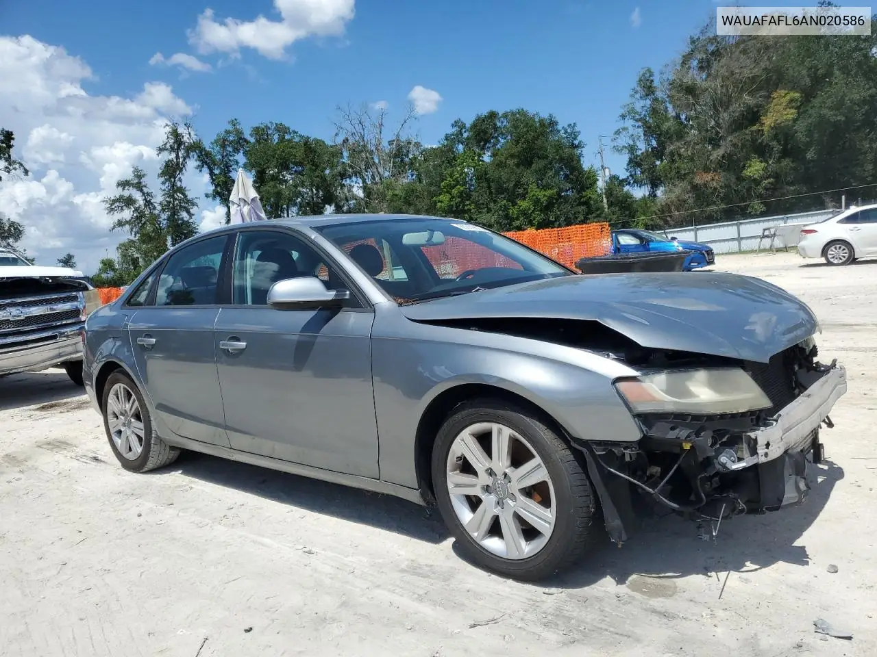 2010 Audi A4 Premium VIN: WAUAFAFL6AN020586 Lot: 65749875