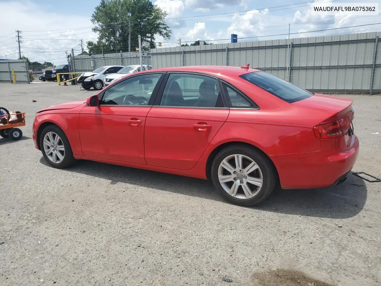 2011 Audi A4 Premium VIN: WAUDFAFL9BA075362 Lot: 60761755