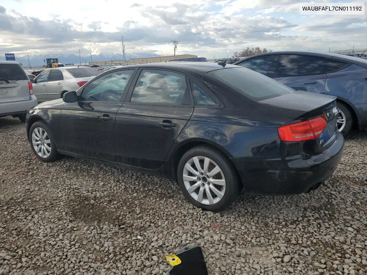 2012 Audi A4 Premium VIN: WAUBFAFL7CN011192 Lot: 56595985