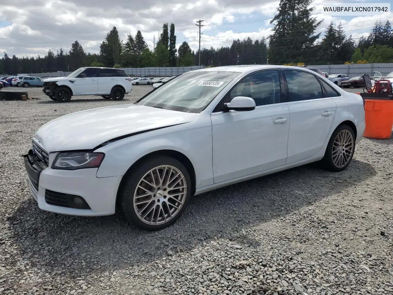 2012 Audi A4 Premium VIN: WAUBFAFLXCN017942 Lot: 56660135