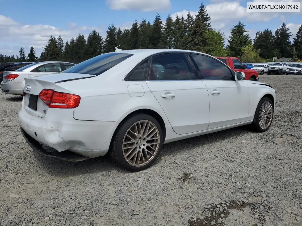 2012 Audi A4 Premium VIN: WAUBFAFLXCN017942 Lot: 56660135