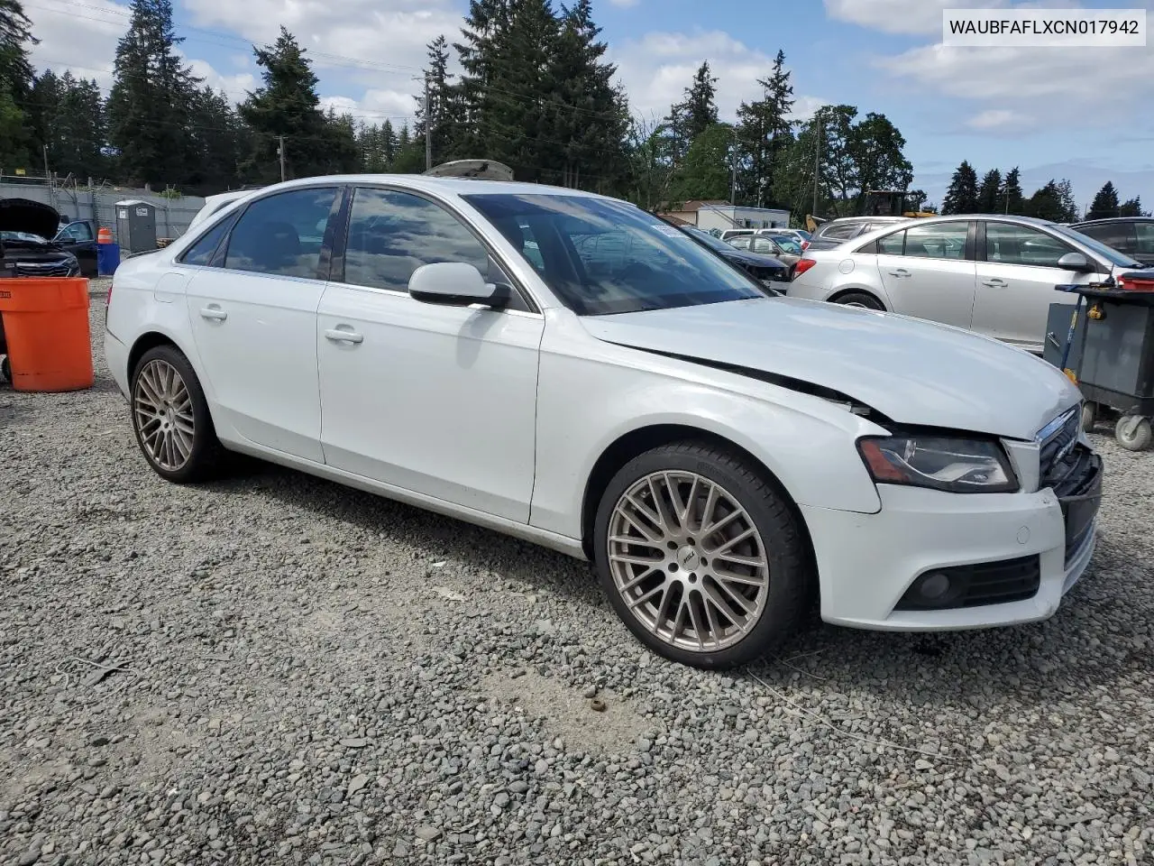 2012 Audi A4 Premium VIN: WAUBFAFLXCN017942 Lot: 56660135