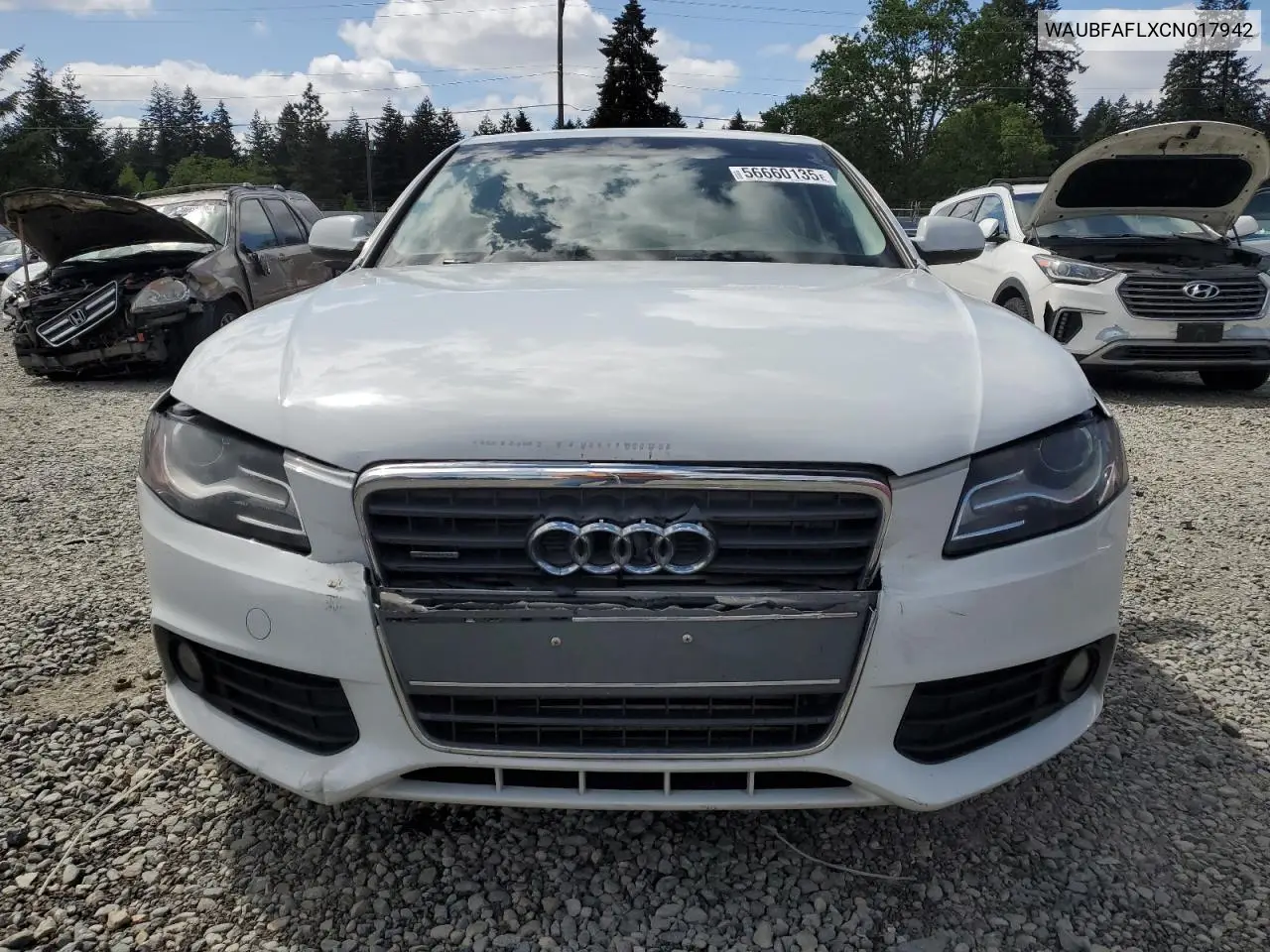 2012 Audi A4 Premium VIN: WAUBFAFLXCN017942 Lot: 56660135