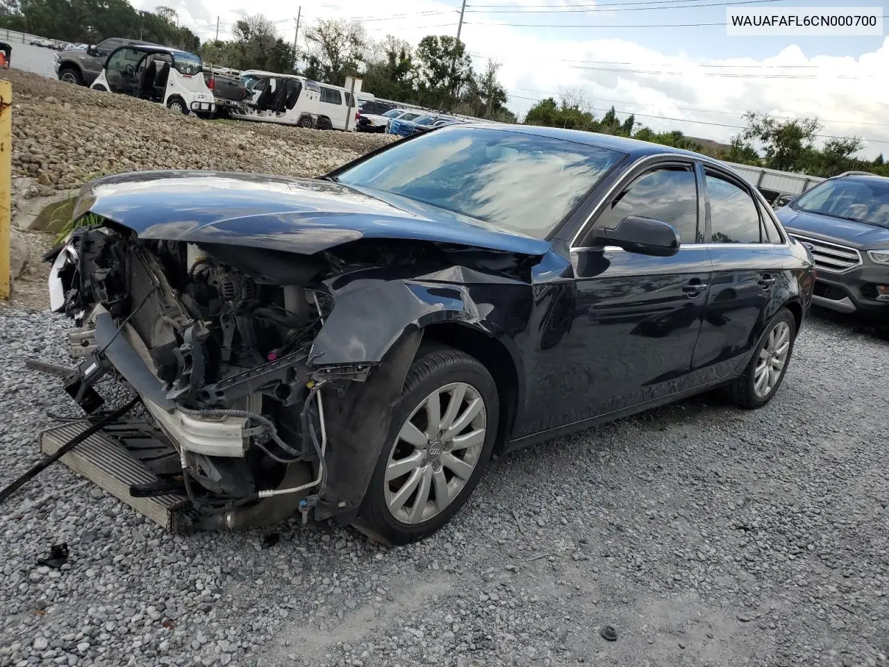 2012 Audi A4 Premium VIN: WAUAFAFL6CN000700 Lot: 63204275
