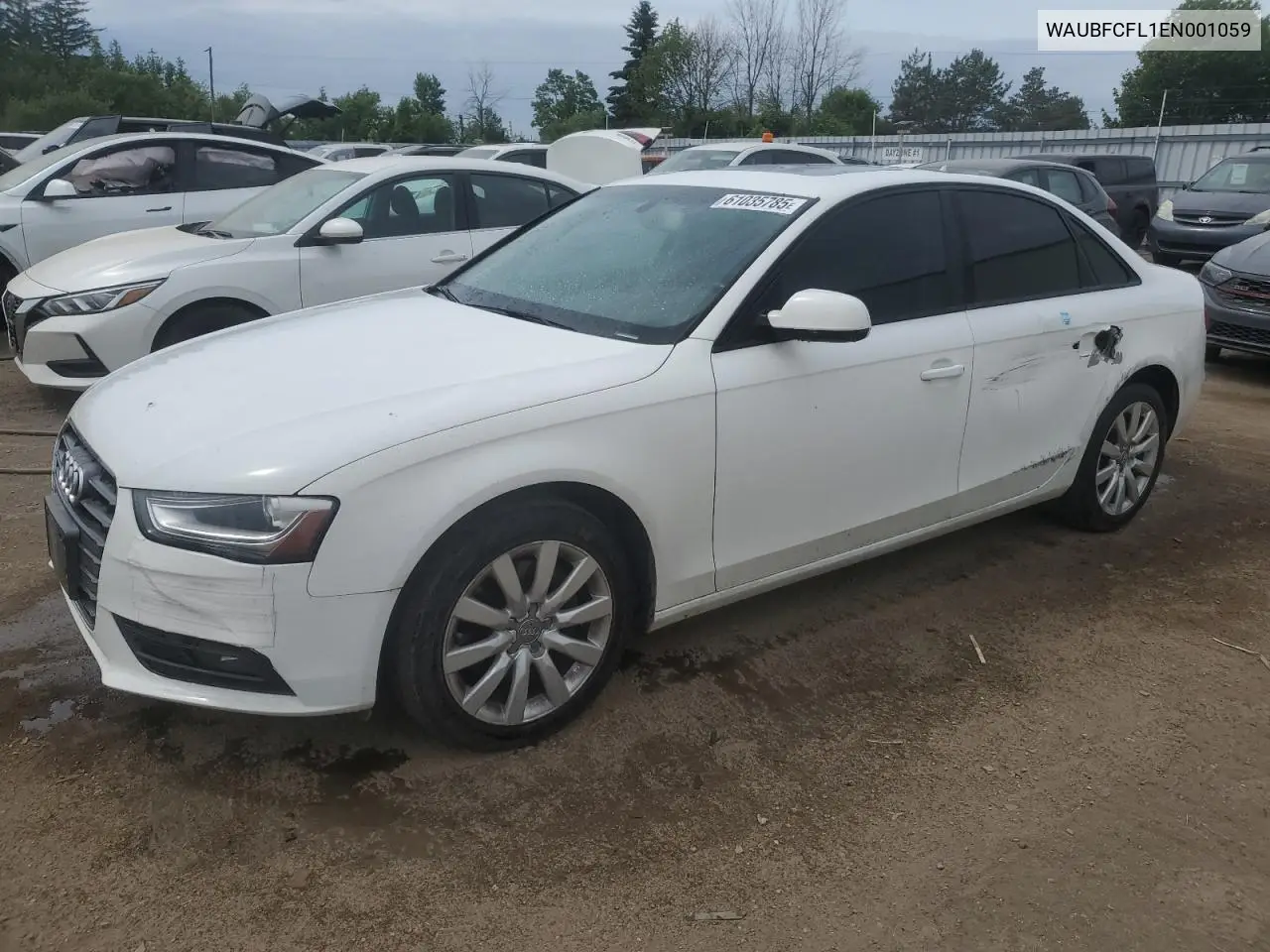2014 Audi A4 Premium VIN: WAUBFCFL1EN001059 Lot: 61035785