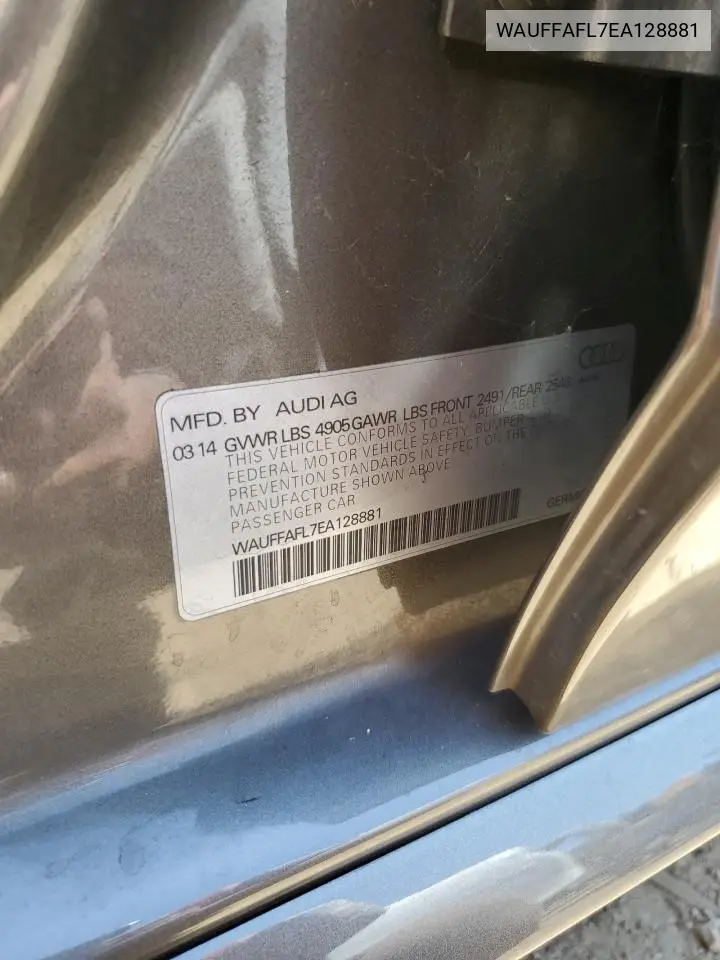 2014 Audi A4 Premium Plus VIN: WAUFFAFL7EA128881 Lot: 65081055