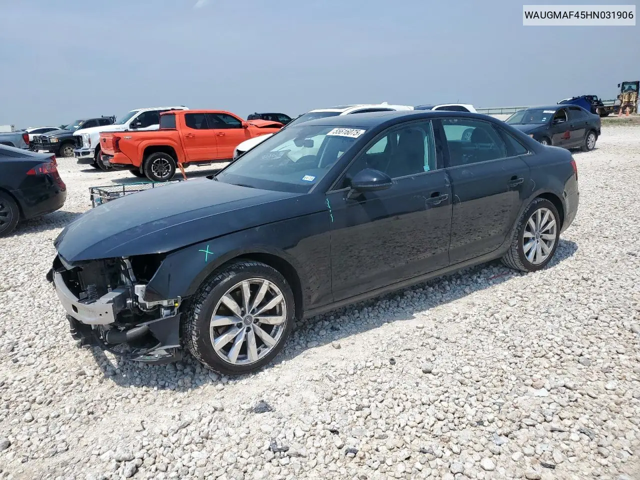 2017 Audi A4 Ultra Premium VIN: WAUGMAF45HN031906 Lot: 55616075
