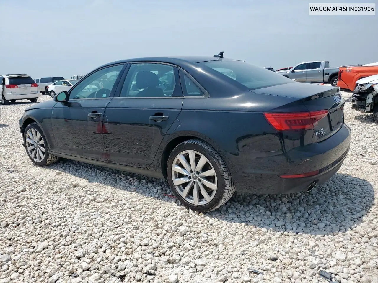 2017 Audi A4 Ultra Premium VIN: WAUGMAF45HN031906 Lot: 55616075
