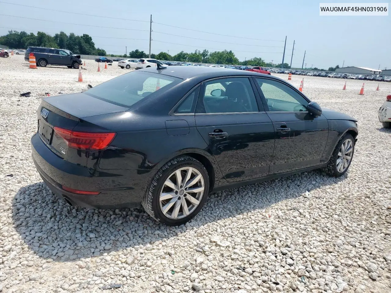 2017 Audi A4 Ultra Premium VIN: WAUGMAF45HN031906 Lot: 55616075