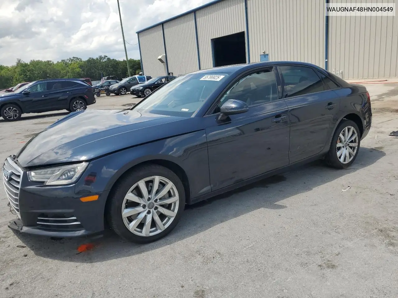 2017 Audi A4 Premium VIN: WAUGNAF48HN004549 Lot: 55799925