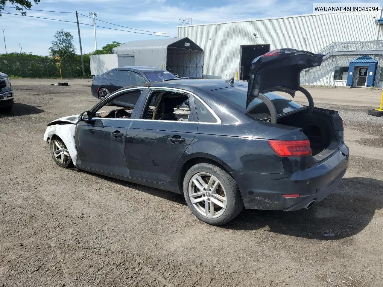 2017 Audi A4 Premium VIN: WAUANAF46HN045994 Lot: 56653004