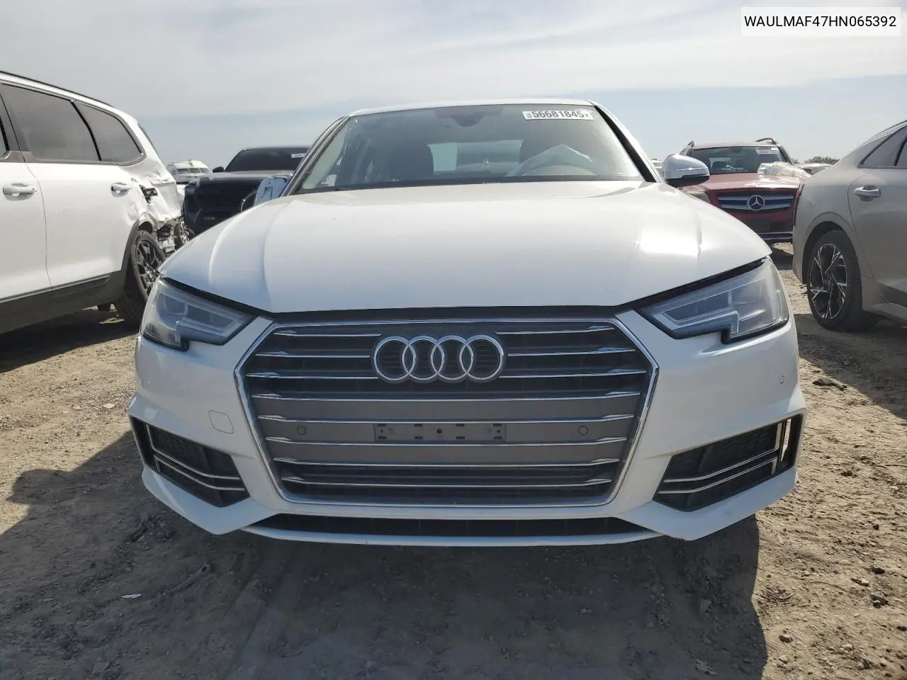 2017 Audi A4 Ultra Premium Plus VIN: WAULMAF47HN065392 Lot: 56681845