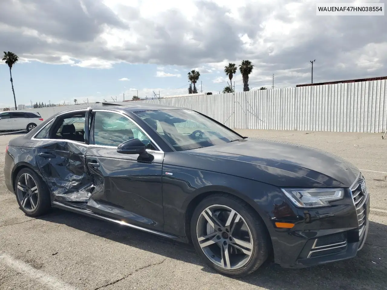 2017 Audi A4 Premium Plus VIN: WAUENAF47HN038554 Lot: 56724735