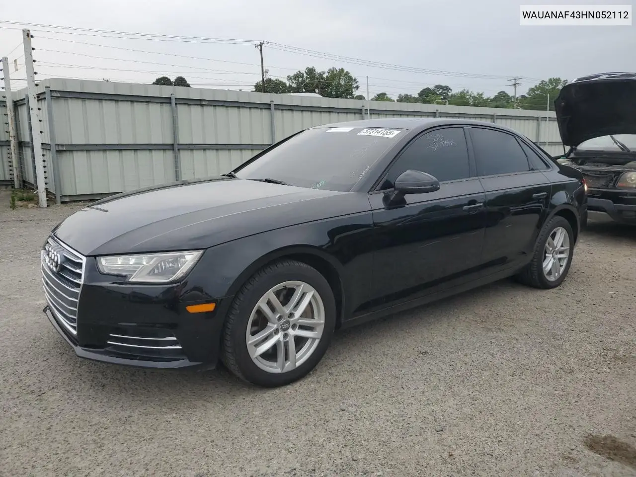 2017 Audi A4 Premium VIN: WAUANAF43HN052112 Lot: 57314155