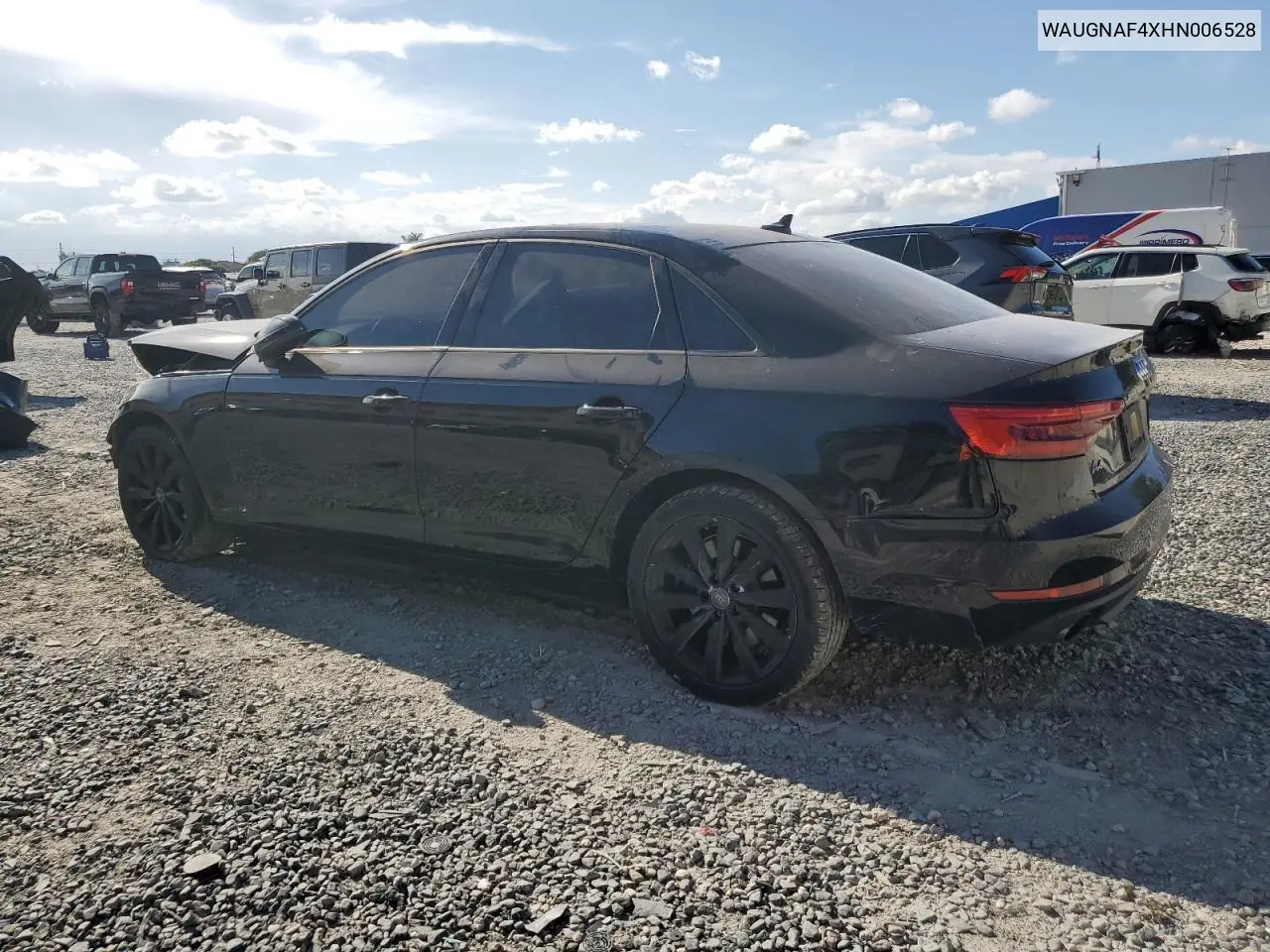 2017 Audi A4 Premium VIN: WAUGNAF4XHN006528 Lot: 62067795