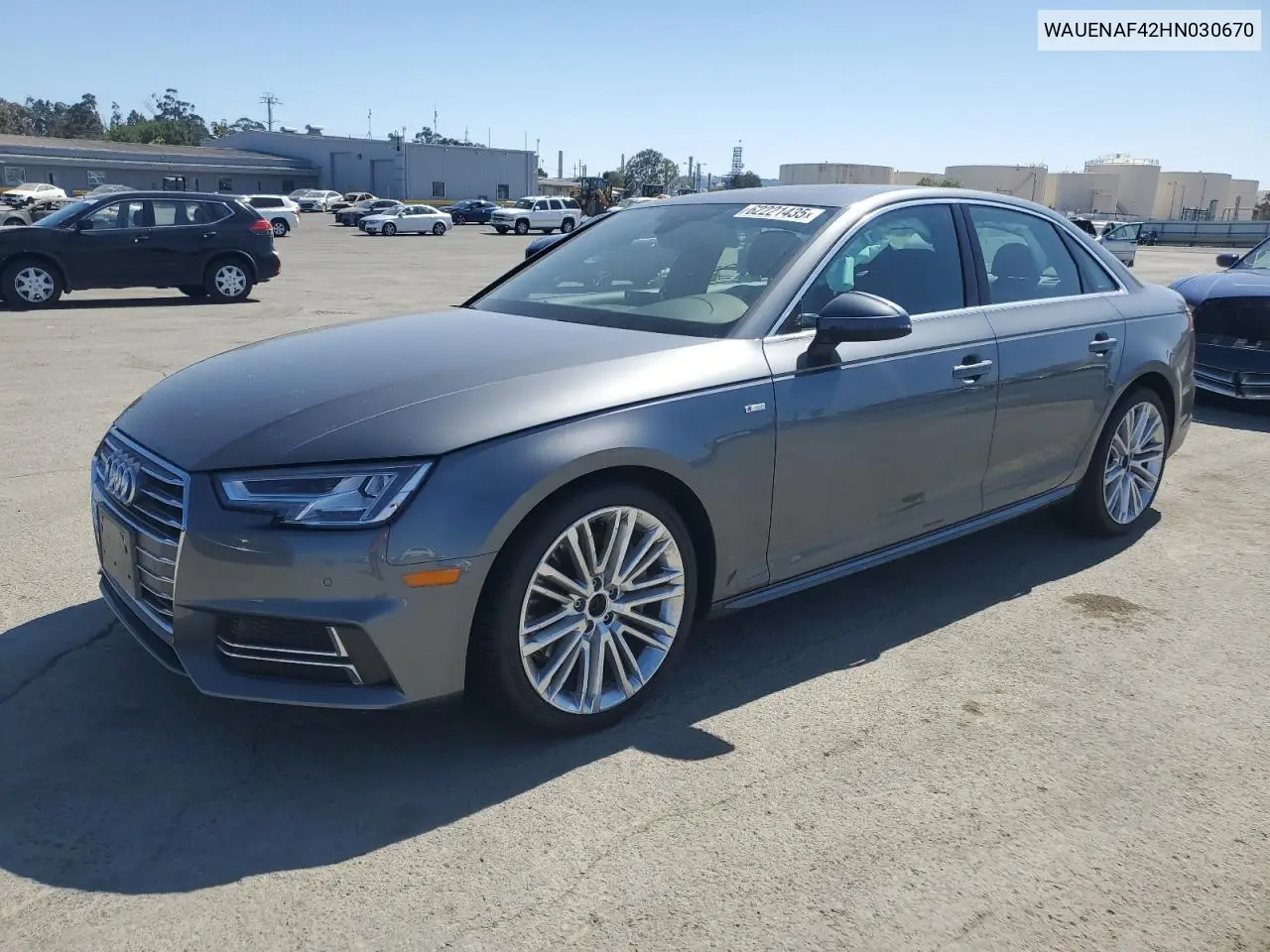 2017 Audi A4 Premium Plus VIN: WAUENAF42HN030670 Lot: 62221435