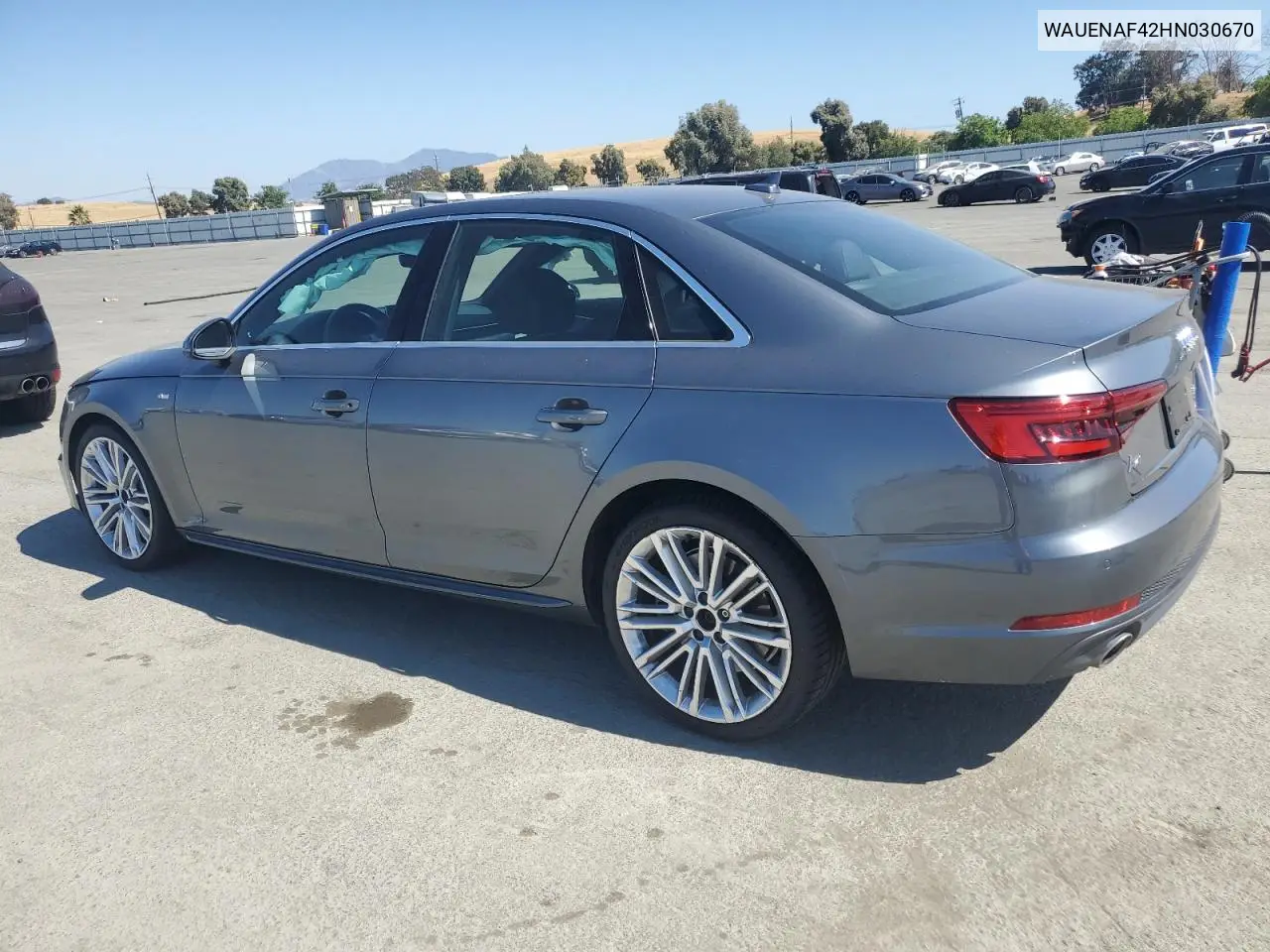 2017 Audi A4 Premium Plus VIN: WAUENAF42HN030670 Lot: 62221435