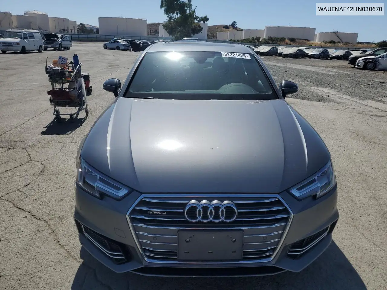 2017 Audi A4 Premium Plus VIN: WAUENAF42HN030670 Lot: 62221435
