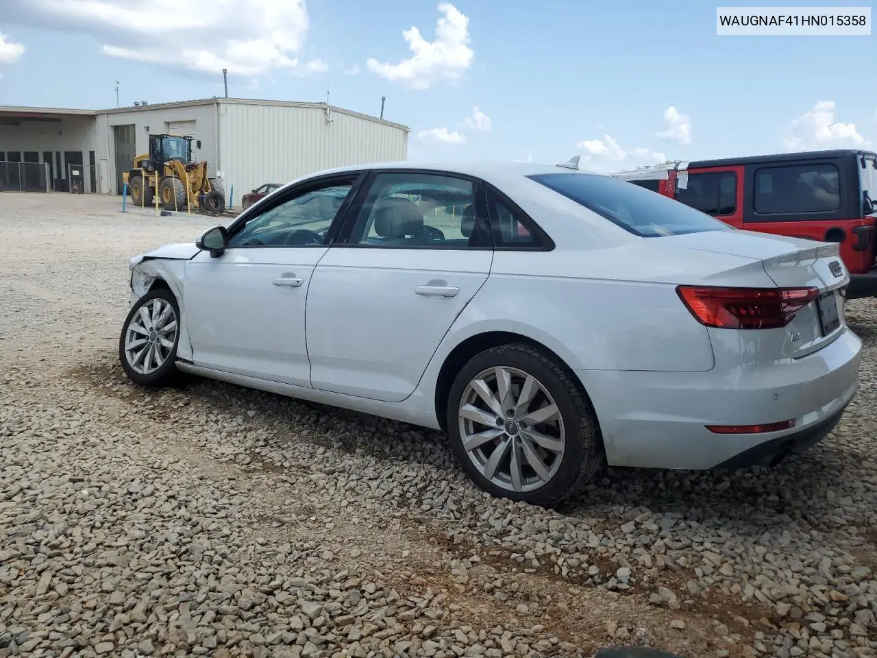 2017 Audi A4 Premium VIN: WAUGNAF41HN015358 Lot: 62257445