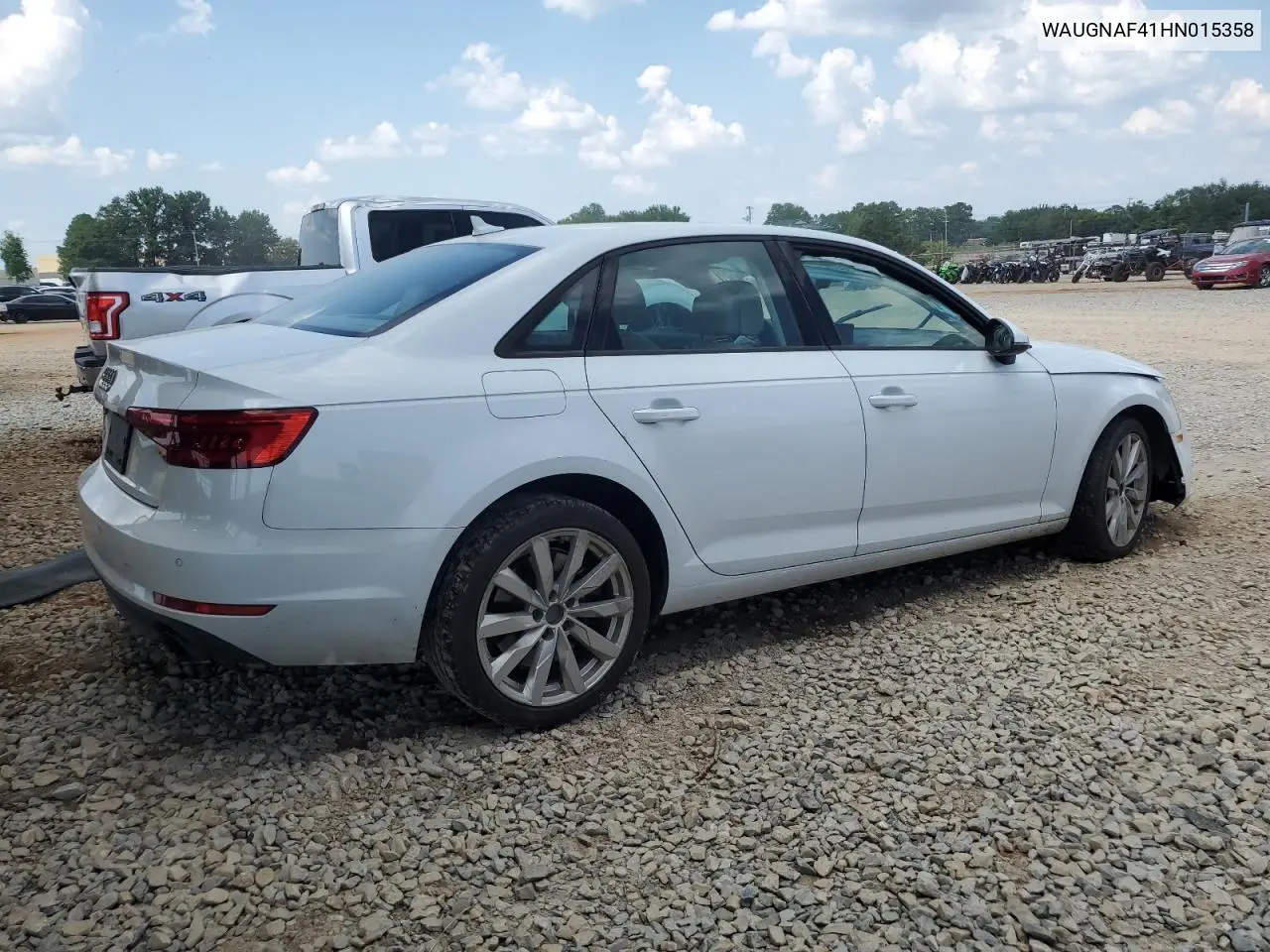 2017 Audi A4 Premium VIN: WAUGNAF41HN015358 Lot: 62257445