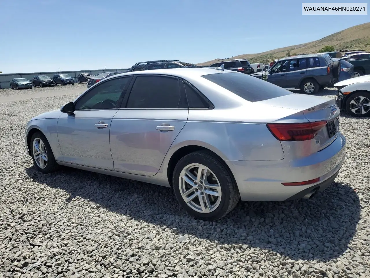 2017 Audi A4 Premium VIN: WAUANAF46HN020271 Lot: 62392535
