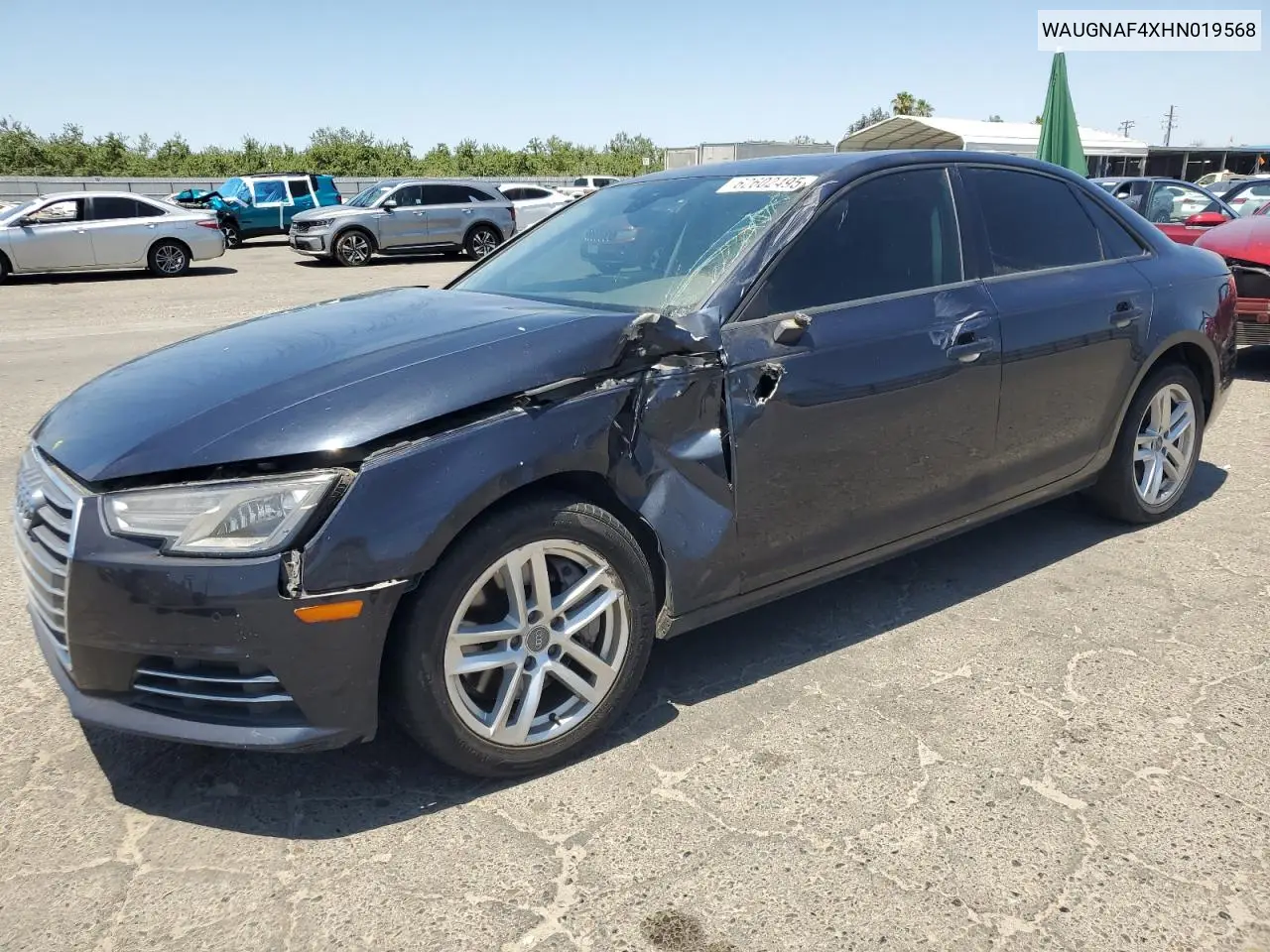 2017 Audi A4 Premium VIN: WAUGNAF4XHN019568 Lot: 62602495