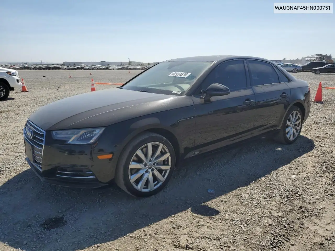 2017 Audi A4 Premium VIN: WAUGNAF45HN000751 Lot: 62934515