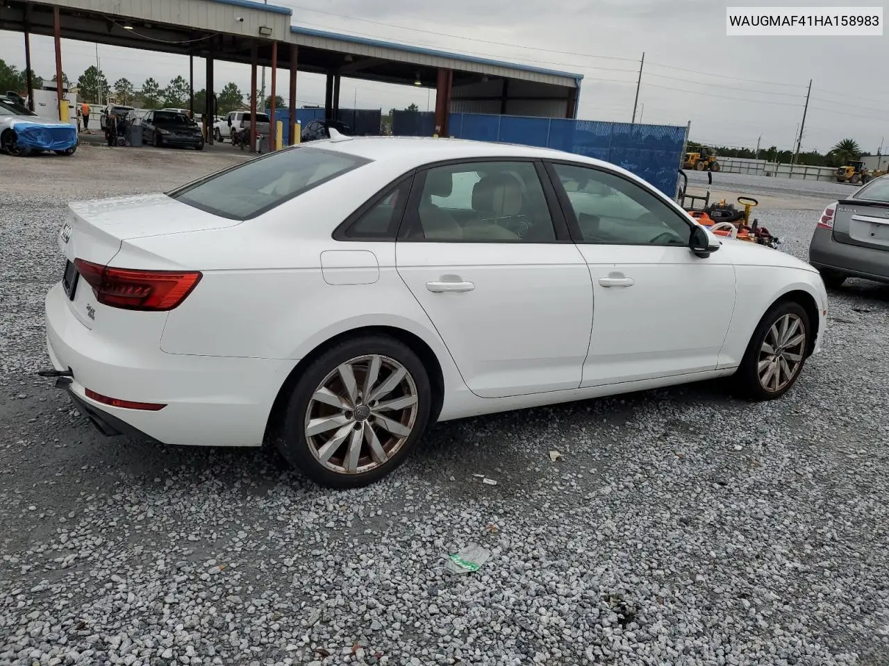 2017 Audi A4 Ultra Premium VIN: WAUGMAF41HA158983 Lot: 63065455
