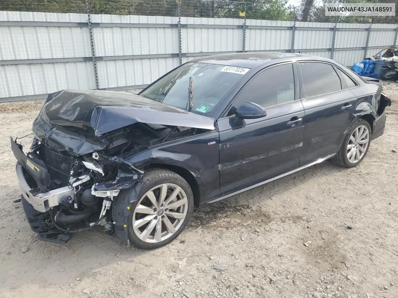 2018 Audi A4 Premium VIN: WAUDNAF43JA148591 Lot: 53117025