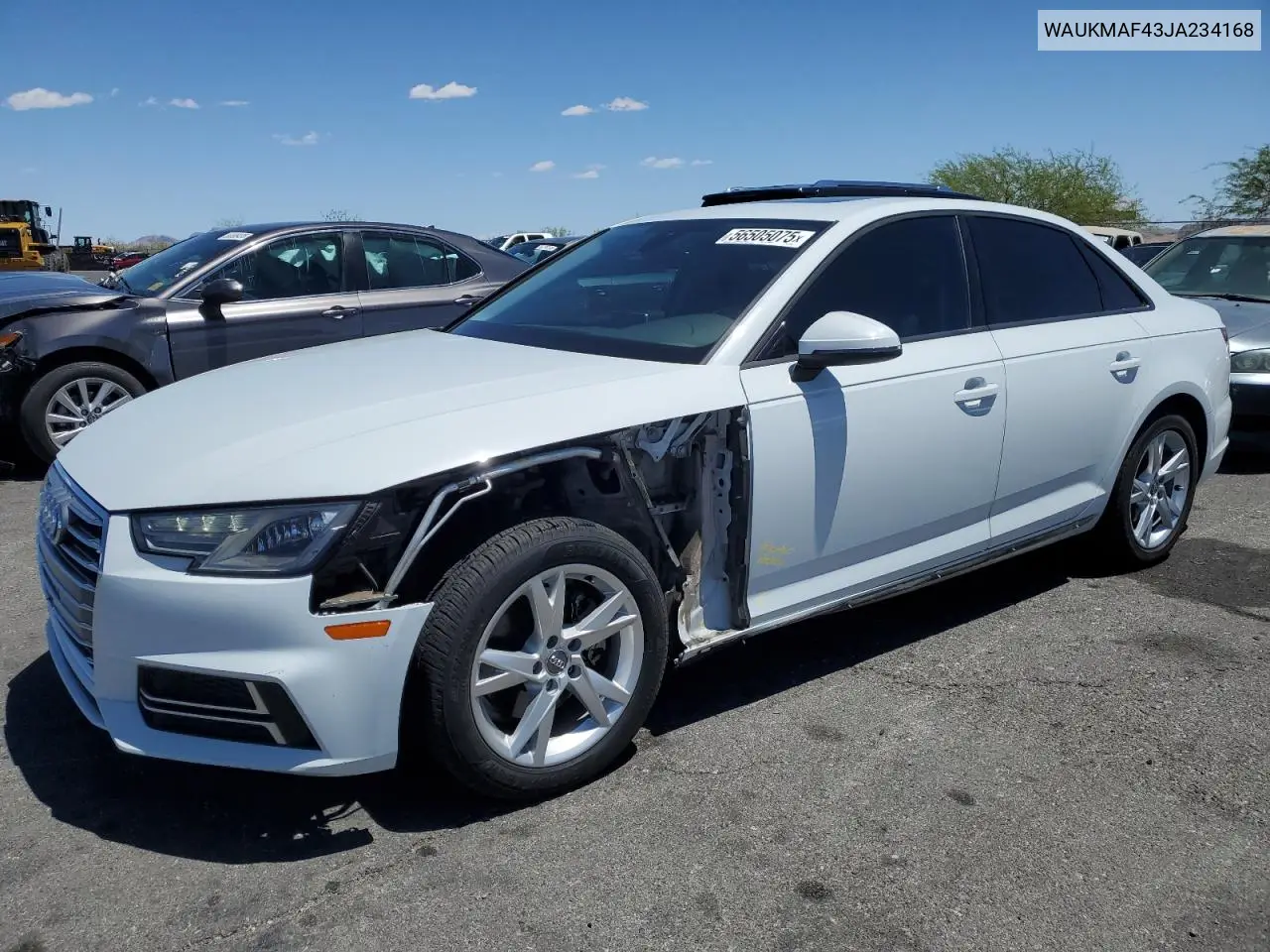 2018 Audi A4 Premium VIN: WAUKMAF43JA234168 Lot: 56505075