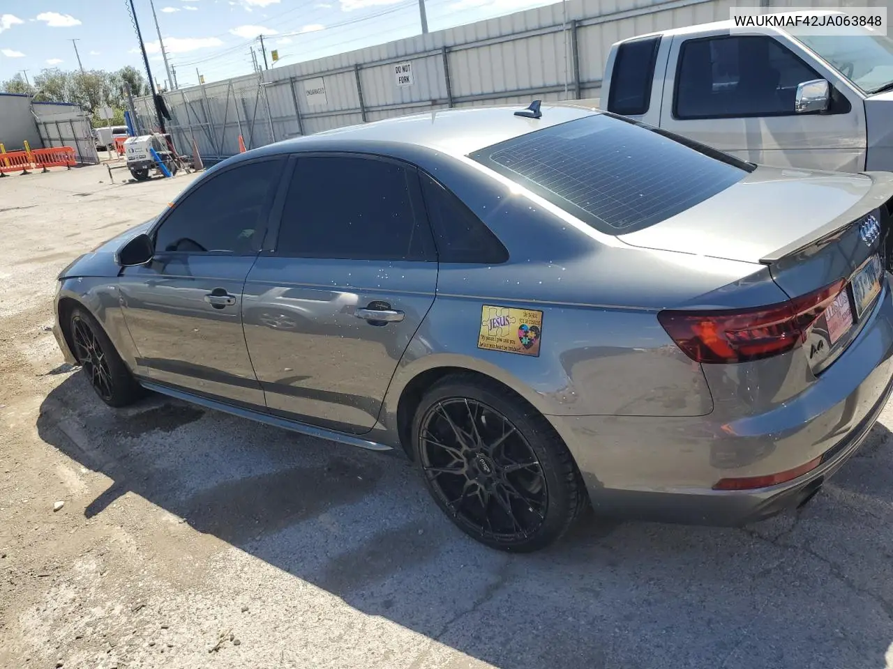 waukmaf42ja063848 WAUKMAF42JA063848 2018 Audi A4 Premium