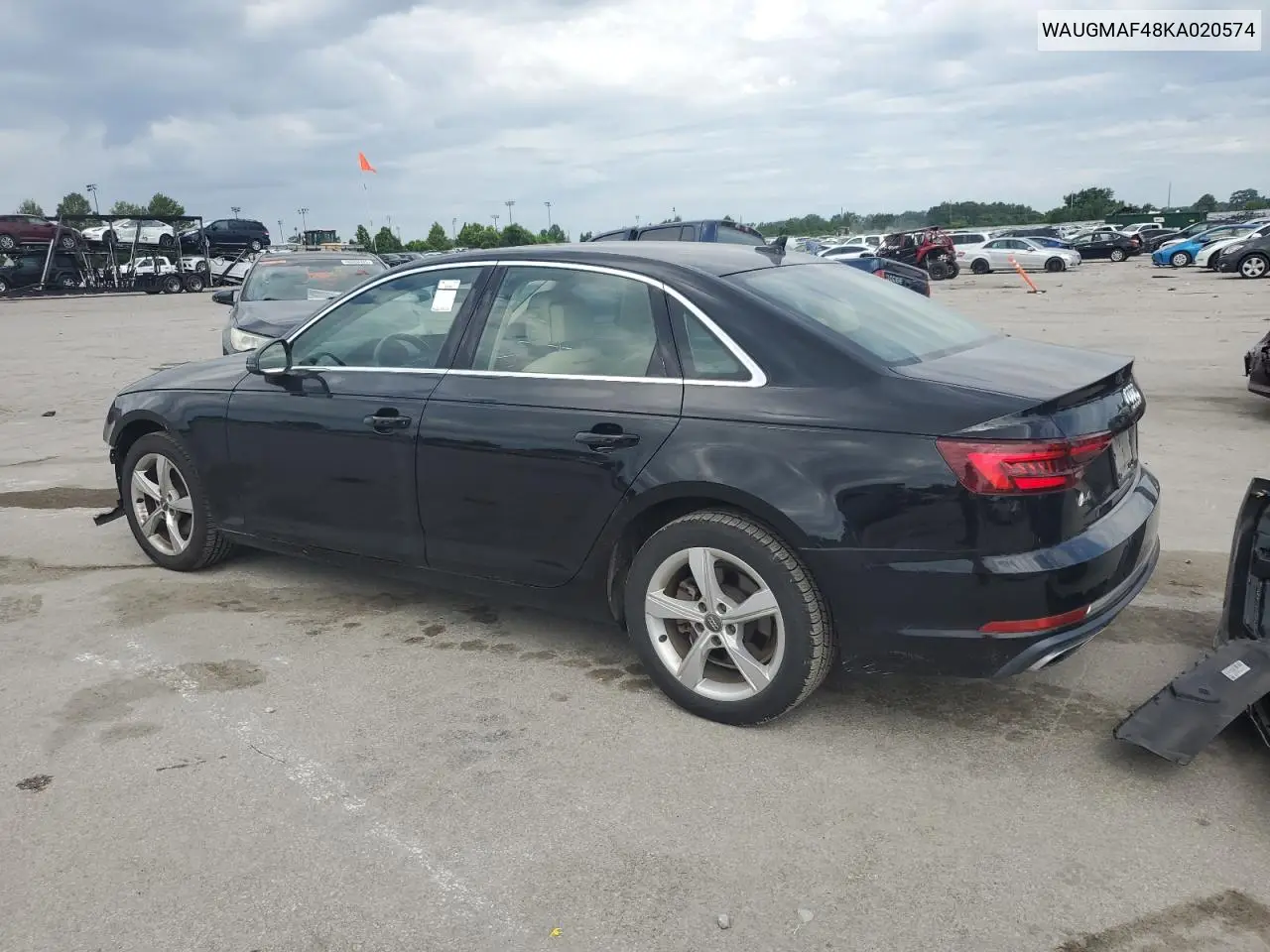 2019 Audi A4 Premium VIN: WAUGMAF48KA020574 Lot: 62774345