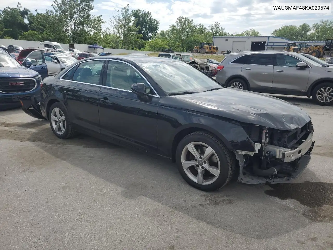 2019 Audi A4 Premium VIN: WAUGMAF48KA020574 Lot: 62774345