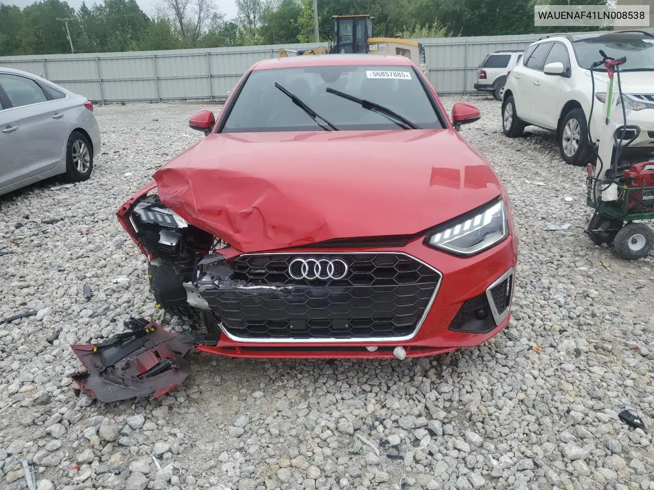 2020 Audi A4 Premium Plus VIN: WAUENAF41LN008538 Lot: 56857885