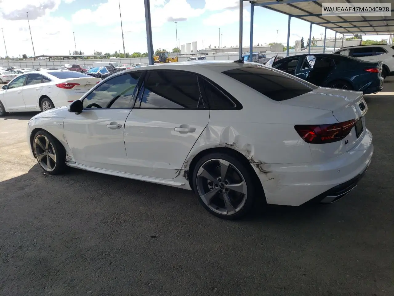 2021 Audi A4 Premium Plus 45 VIN: WAUEAAF47MA040978 Lot: 56773385